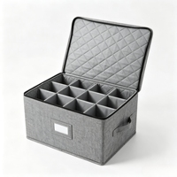 Boîte de rangement pour verrerie à 12 compartiments, organiseur zippé en tissu cationique avec doublure matelassée et séparateurs amovibles, OEM personnalisé