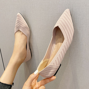 Dames Patchwork Fly Brei Loafers Zachte Zool Puntige Teen Slip-On Platte Schoenen Met Anti-Slip Functie Voor De Zomer Herfst Lente