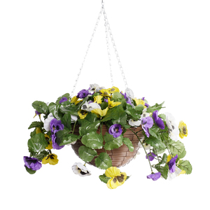 Décoration de jardin LUYI - Herbe artificielle violette résistante aux UV, durable, en plastique, suspendue dans un panier en fibre de coco - Product Image 3