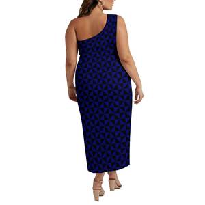 Nuevos vestidos de alta calidad personalizados de gran tamaño de las islas del Pacífico para mujer, elegante vestido de noche de un hombro para graduación, vestido azul polinesio - Product Image 4