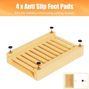Wooden Cutting Board With Tray Rectangular Folding Draining <b>Rack</b> For Kitchen Sink <b>Dish</b> Drying L Size - Product Image 3
