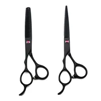 Ciseaux à effiler professionnels Fire Dragon JP440c de 6 pouces pour gauchers, manche en acier inoxydable, 30 dents, noirs, pour la coupe de cheveux