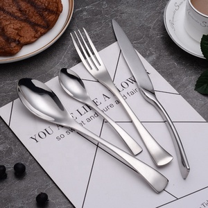 Chất lượng cao hiện đại nhà hàng sang trọng dao kéo Sliver kim loại không gỉ muỗng nĩa bạc 4-Piece Hộp Quà Tặng Flatware Set - Product Image 2