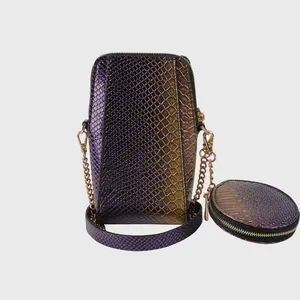 Luxus Strauß glänzend Python Leder Brieftasche mit Mini-Geldbörse Großhandel Schulter Handy tasche