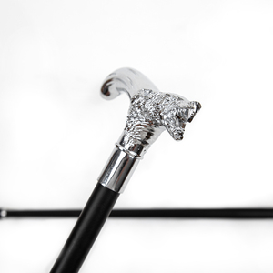 Canne de marche décorative gothique en métal avec tête de loup blanc-argent, accessoire de costume pour cosplay, cadeau, vente en gros - Product Image 4