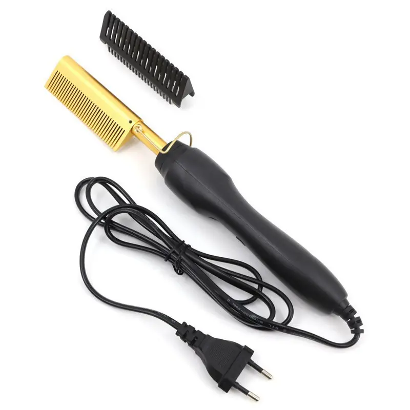 Penjualan terlaris sisir pelurus rambut elektrik suhu tinggi gagang plastik untuk penggunaan rumahan-untuk pengeriting dan pelurus