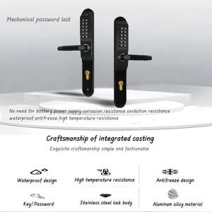 Serrure <span class=keywords><strong>de</strong></span> <span class=keywords><strong>porte</strong></span> en alliage <span class=keywords><strong>d</strong></span>'aluminium <span class=keywords><strong>de</strong></span> troisième génération, nouvelle version améliorée, avec entrée sans clé mécanique et poignée <span class=keywords><strong>de</strong></span> verrouillage, pour cour. - Product Image 5