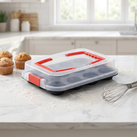Moule à muffins 12 cavités avec couvercle en plastique, en acier au carbone antiadhésif, compatible four et lave-vaisselle, écologique pour la pâtisserie maison
