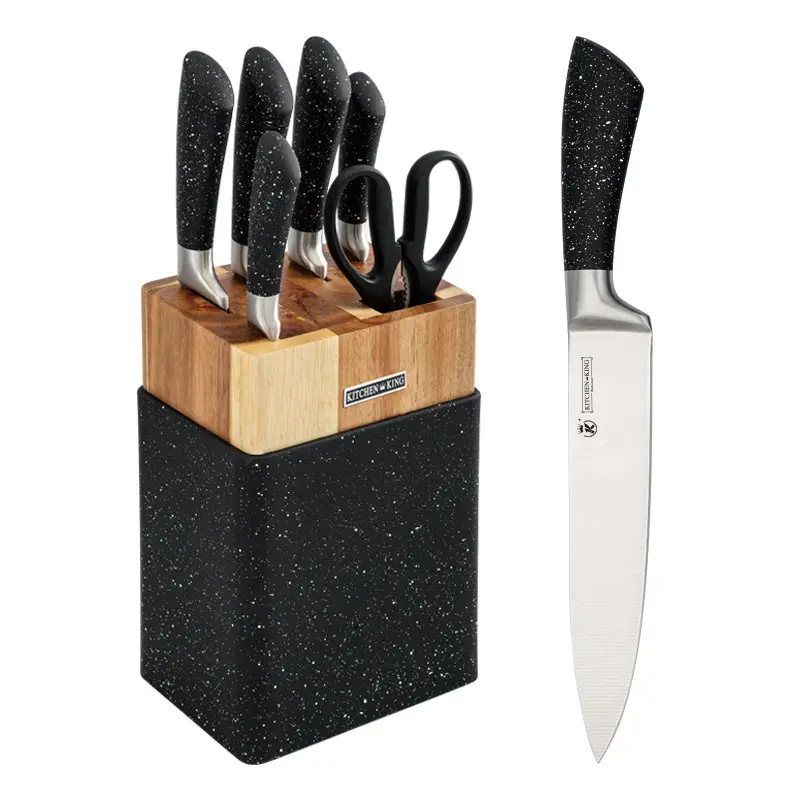 6 Cái Sharp Bếp Thép Không Gỉ Chef Knife Set No-Stick Công Cụ Cắt Kết Hợp Dao Set Với Giá Đỡ Bằng Gỗ