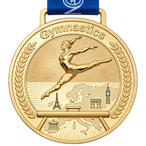 เหรียญกีฬายิมนาสติกแบบสั่งทำพิเศษ ชุบทองพรีเมียม  งานโลหะ 3 มิติ  ออกแบบเองได้  แกะสลักได้  เหรียญสังกะสี - Product Image 4