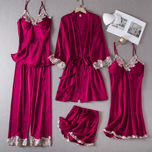Ensemble Pyjama Femme de Haute Qualité Respirant en Dentelle, Matière Satin Ample Confortable pour la Maison pour l'Été, Vente en Gros - Product Image 3