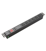PDU de type américain 19 pouces pour montage en rack de serveur, protection contre les surtensions avec 10 prises 15A 110-120V, en alliage d'aluminium durable