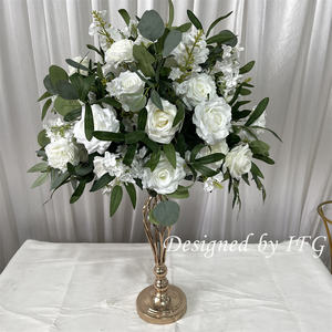 IFG承诺绿色植物和白玫瑰花朵人造花球婚礼中心装饰 - Product Image 1