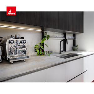 AllandCabinet Armoire de cuisine intelligente contemporaine à deux tons de laque MDF en marbre <span class=keywords><strong>stratifié</strong></span> peint comprend un robinet à usage domestique - Product Image 3