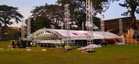 Estructura de armazón de tubo de aluminio, sistema de armazón de cúpula redonda de arco para eventos de conciertos, China