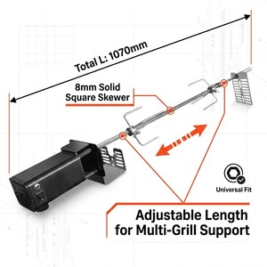 <span class=keywords><strong>Kit</strong></span> de rôtissoire à vitesse variable pour <span class=keywords><strong>barbecue</strong></span>, accessoire de <span class=keywords><strong>barbecue</strong></span>, moteur rotatif pour gril à gaz, <span class=keywords><strong>kit</strong></span> de rôtissoire pour gril à gaz à 2-4 brûleurs - Product Image 3