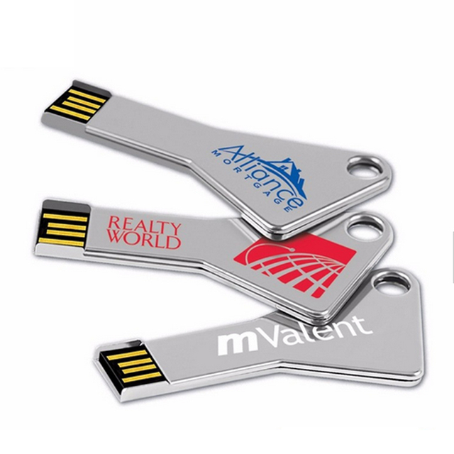 Metal Key USB Laser Printing Logo Company Promotion Gift Flash Drive 2.0 2GB 4GB 8GB 16GB 32GB 64GB Pendrive Memory Stick