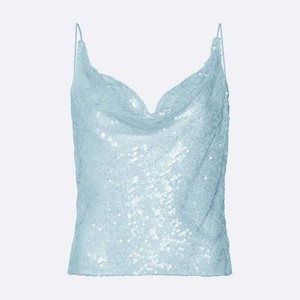 Custom Sequined Women's <strong>Top</strong> Sleeveless Sequin Cowl Cami <strong>Top</strong> Backless Tie <strong>Sparkly</strong> <strong>Tops</strong> for Women - Product Image 2