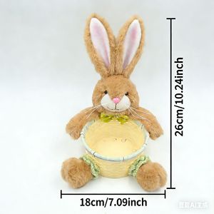 Easter Bunny Basket Plush Toy <b>Small</b> Woven Storage Bucket Cute Rabbit Stuffed Animal Organizer Candy Egg Holder Holiday <b>Gift</b> <b>Box</b> - Product Image 4