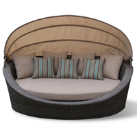 Muebles de jardín al aire libre Juego de sofá de ratán de aluminio Mesa de lujo Teapoy Bistro Set Daybed