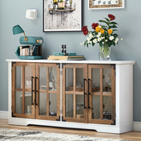 Buffet de cuisine de luxe Fondlive avec porte coulissante de 63 pouces, en bois, avec verre trempé, couleur personnalisée, pour la salle à manger
