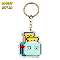 Porte-clés Grumpy Toaster avec toast joyeux en acrylique, breloque petit-déjeuner Kawaii, pendentif mignon pour sac ou clés