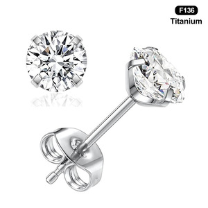 Boucles d'oreilles clous en titane F136 avec pierres précieuses et extrémités papillon pour piercing d'oreille et de cartilage |   Bijoux de corps colorés en gros - Product Image 3