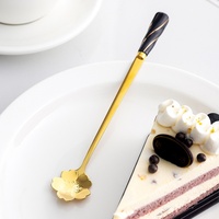 Cuillère à café et dessert en acier inoxydable en forme de rose avec manche en céramique pour cuisine, café, bar, service de thé glacé et cocktails