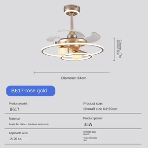 Ventilador de techo moderno y sencillo para sala de Estar, comedor, 5 aspas, cama inteligente, control remoto, CC, CA, motores de vidrio - Product Image 6