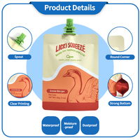 Sachet souple personnalisé imprimé avec bec verseur et bouchon torsadé pour friandises à lécher pour animaux de compagnie, purée, liquides, collations et aliments crémeux pour chats et chiens