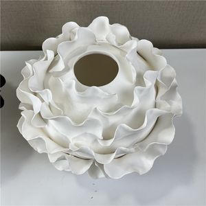 Vase à fleurs en céramique blanche nordique, vases ronds uniques, vase de table en porcelaine, vase antique pour la maison, mariage - Product Image 6