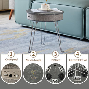 斯堪的纳维亚风格智能音乐茶几多功能无线充电蓝牙音频可折叠小侧客厅 - Product Image 3