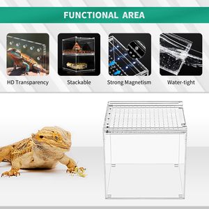 <strong>Wholesale</strong> <strong>Reptile</strong> Terrarium 6.8" X 6.8"x 6" <strong>Reptile</strong> Breeding Box Magnetic Acrylic Enclosure For Tarantula Jumping Spider - Product Image 5