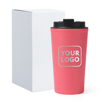 Vasos de café aislados de 500ml personalizados con tapa abatible, taza de café de viaje de acero inoxidable, taza de café aislada al vacío, Taza Termo