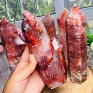 คริสตัลควอตซ์ไฟธรรมชาติขายส่ง แท่งคริสตัลบำบัด อัญมณี และของตกแต่งคริสตัลทรงหอก - Product Image 1