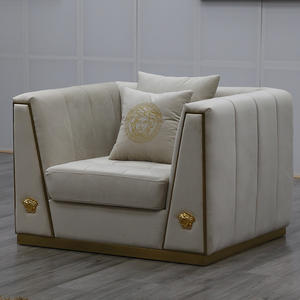 أطقم أريكة فاخرة من المخمل الأسود لغرفة المعيشة: أثاث منزلي قماش ذهبي مقاعد 3+2+1+1 أريكة مقعد الحب وكرسي بذراعين بتصميم عصري - Product Image 3