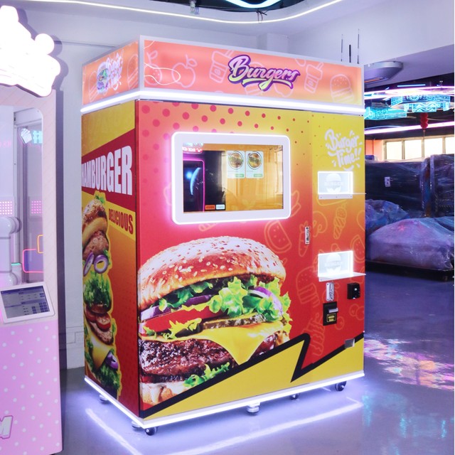 24 Hours Fast Food Lunch Box Vending Machine Pizza Hamburger Hot Food LCD 32-inch Touch Screen Stainless Steel Cloud-Based