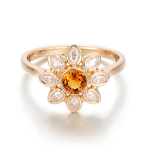 Vintage 18K 14K <b>solid</b> yellow Gold Round Cut lab grown gemstone ring fine jewelry rings custom ring design Valentine's Day gift - Product Image 2