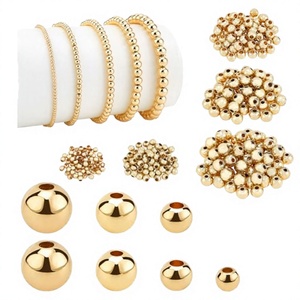 PH <span class=keywords><strong>PandaHall</strong></span> - Cuentas Espaciadoras Redondas Chapadas en Oro de 14K, 300 Piezas, 5 Tamaños, Latón Liso, Metal Sin Costuras, Duraderas, Pequeñas, para Hacer Pulseras - Product Image 3