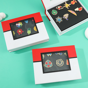 Alfileres esmaltados de solapa de Metal de Anime personalizados Pocket Monster Generation 1-6 insignias de gimnasio Hobby Coin Collecting Logo Game Collection Box Set - Product Image 3