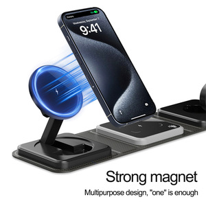 Từ 3-in-1 15 Wát sạc không dây có thể gập lại ánh sáng ban đêm điện thoại đứng với sạc nhanh Tai nghe cho qua biên giới sử dụng - Product Image 2