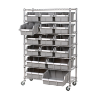 Étagère de rangement métallique de qualité commerciale Kingrack à 16 bacs, tiroirs coulissants, conception multi-niveaux pour l'efficacité des espaces de service des restaurants