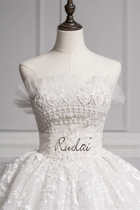 Ruolai ZW05100 magnifique <span class=keywords><strong>robe</strong></span> <span class=keywords><strong>de</strong></span> bal en dentelle sans bretelles appliques <span class=keywords><strong>robe</strong></span> <span class=keywords><strong>de</strong></span> <span class=keywords><strong>mariée</strong></span> à lacets - Product Image 6