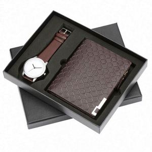 Conjunto de reloj y billetera de papel con embalaje exquisito para hombre, con movimiento de cuarzo y cierre de acero inoxidable, regalo para el día del padre, 2021 - Product Image 2