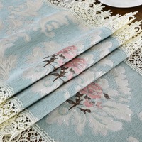 Chemin de table en dentelle florale brodée exquise, ajouré, tissu durable et réutilisable, bleu carré, couvre-table en ivoire, pour dîner et fête