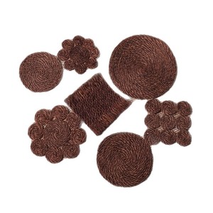 Handmade Palm Fiber Woven Coaster Round <b>Mat</b> Zen Style Heat Insulation Teacup Pad Table Decoration Accessory - Product Image 5