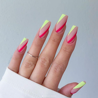 Art de faux ongles cercueil longs, naturels, avec couverture complète, réutilisables et durables, à presser, avec boîte, 24 pièces