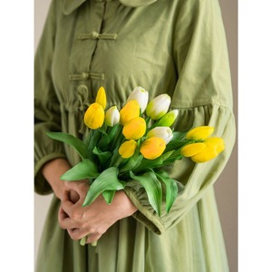 Fleurs artificielles en PVC souple, bouquet de tulipes, décoration de mariage, accessoire de décoration pour la maison - Product Image 4