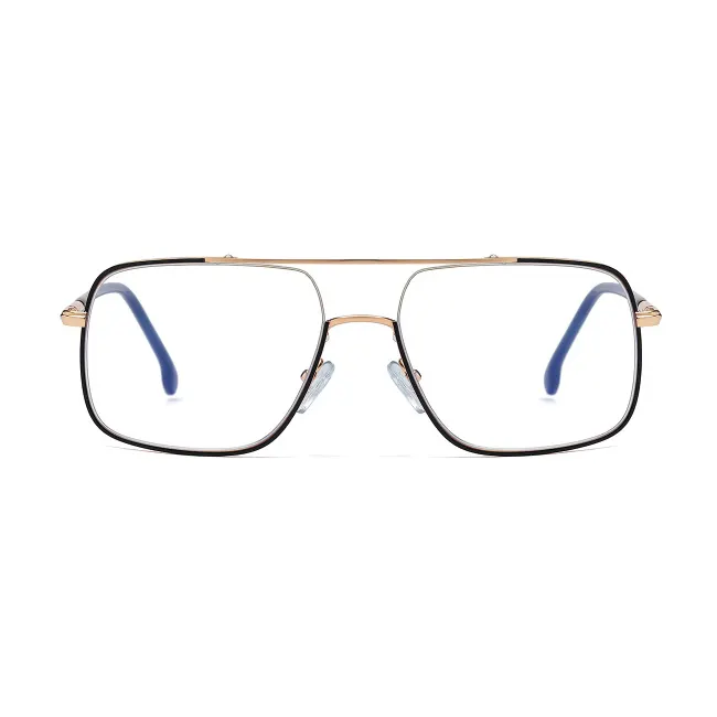 Moda Square Metal Spectacle Frames Double Bridge Optical Glasses Eye Protection Blue Light Glasses para Homens Mulheres