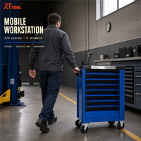 Armoire à outils de réparation de moto RTTOOL à 8 tiroirs avec outils, chariot de rangement mobile en métal